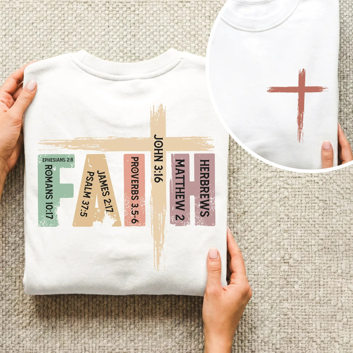 Faith Scripture Cross Typography – Two Sides – Minimalist Faith – Unisex Tshirt /Hoodie/Sweatshirt - Faith Guided Life
