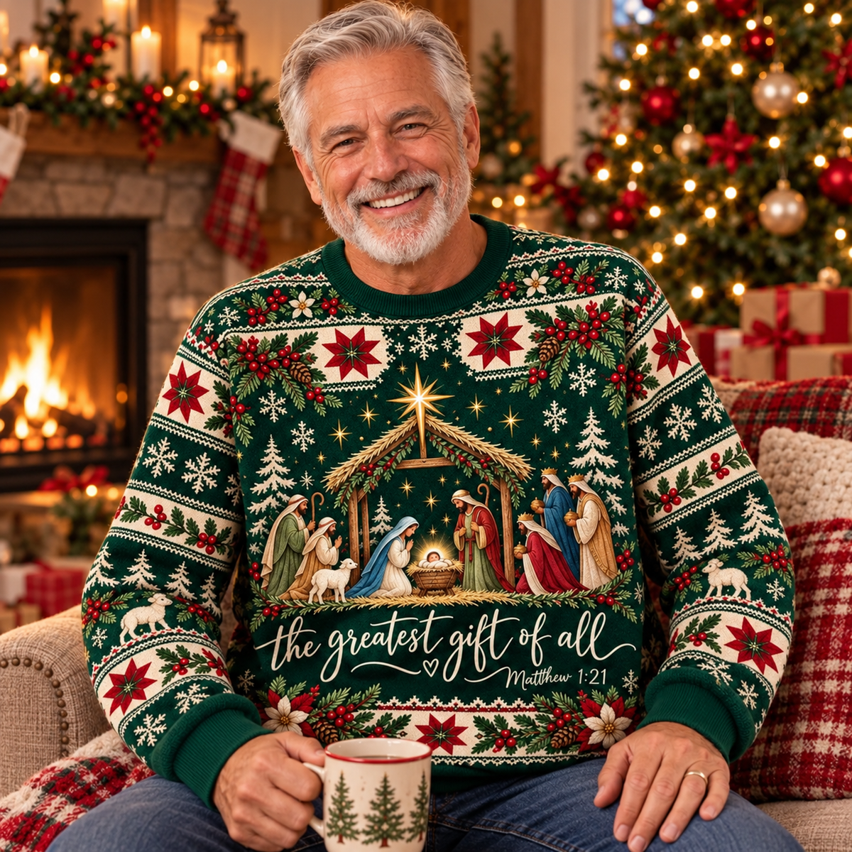 The Greatest Gift Nativity Christmas - Christian Holiday Faith Sweater
