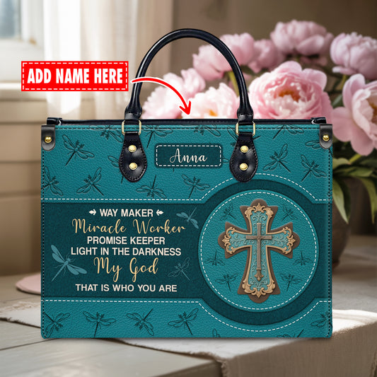 Way Maker Miracle Worker Promise Keeper Personalized Leather Handbag