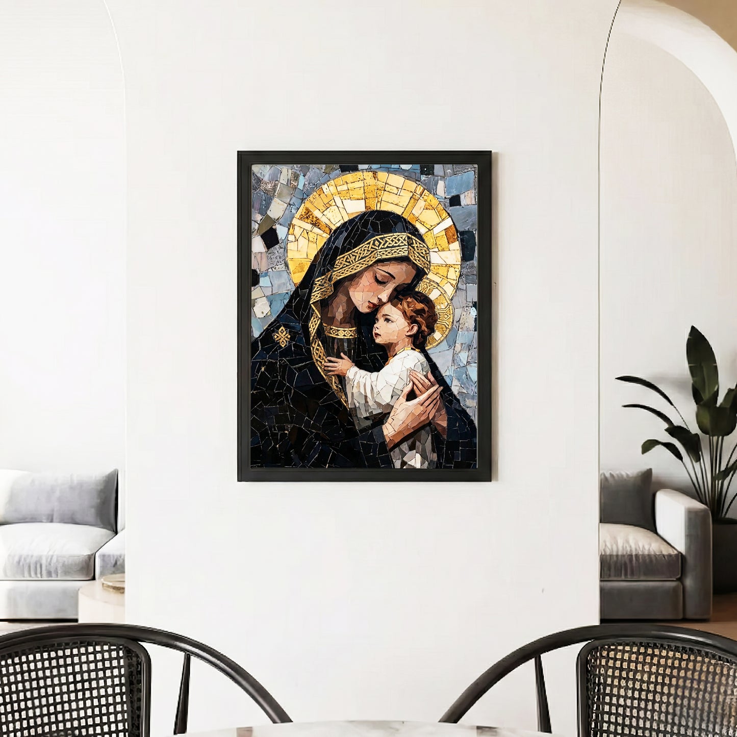 Madonna and Child Mosaic Christian Wall Art Poster/Canvas