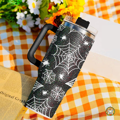 Spider Halloween Diamond Tumbler 40oz - Sparkling Spooky Rhinestone Cup