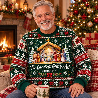 Greatest Gift For All - Christian Holiday Faith Sweater