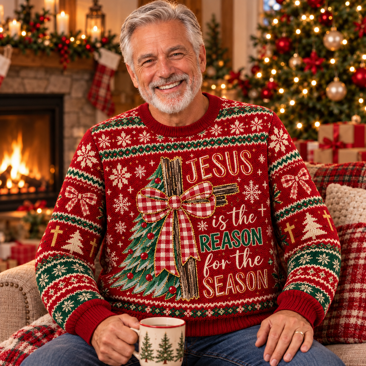Jesus Is The Reason Christmas – Christian Cross Holiday Faith Sweater