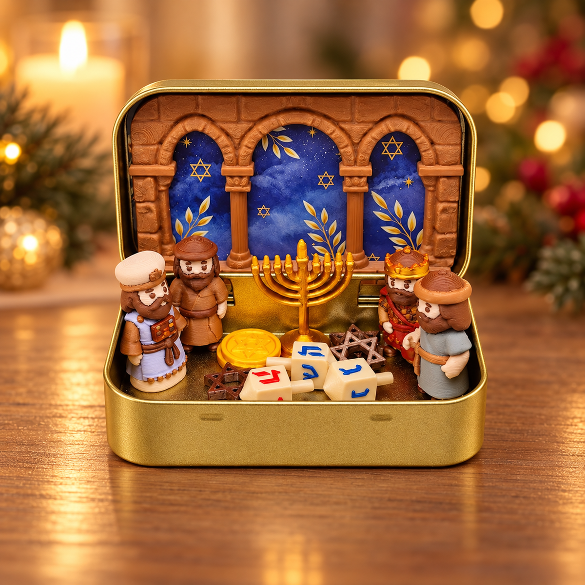 Mini Christmas Nativity Scene Set In Tin Box – Baby Jesus Holy Family Christian Decor