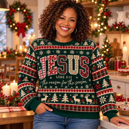 Jesus Reason For The Season Christmas – Luke 2:11 Christian Holiday Sweater