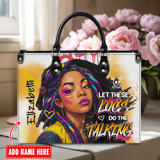 Let These Locs Do The Talking Urban Art Personalized Leather Handbag