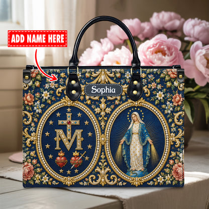 Personalized Virgin Mary Catholic Handbag – Twill Faux Leather & PU Leather