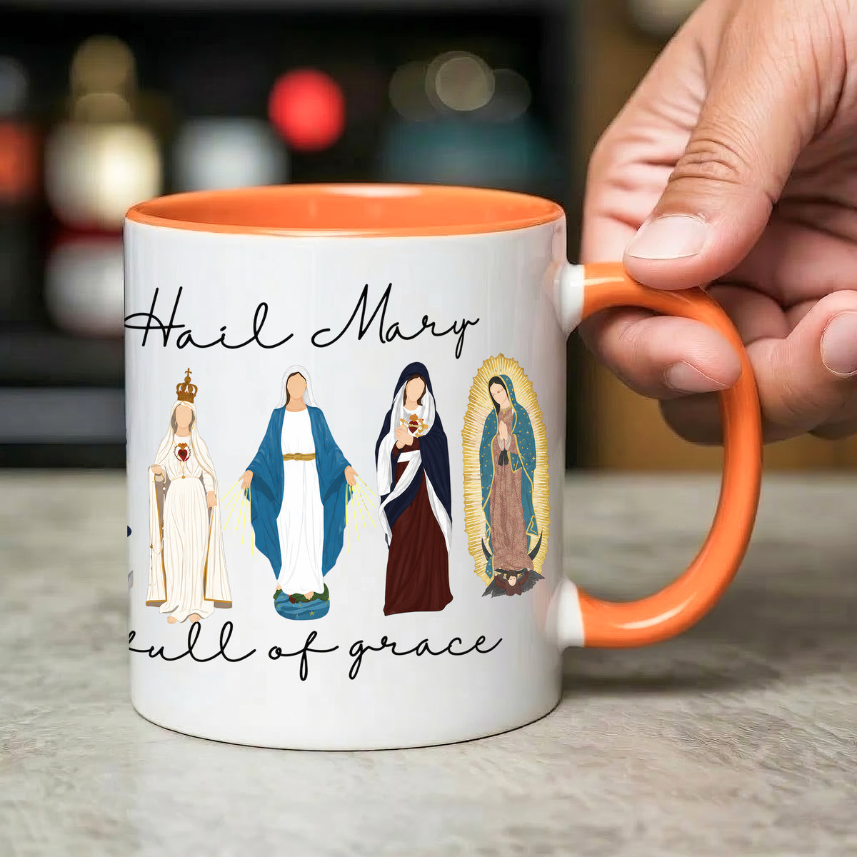 Hail Mary Full of Grace Ceramic Mug - Perfect Christian Gift, Prayer Mug, or Daily Inspiration