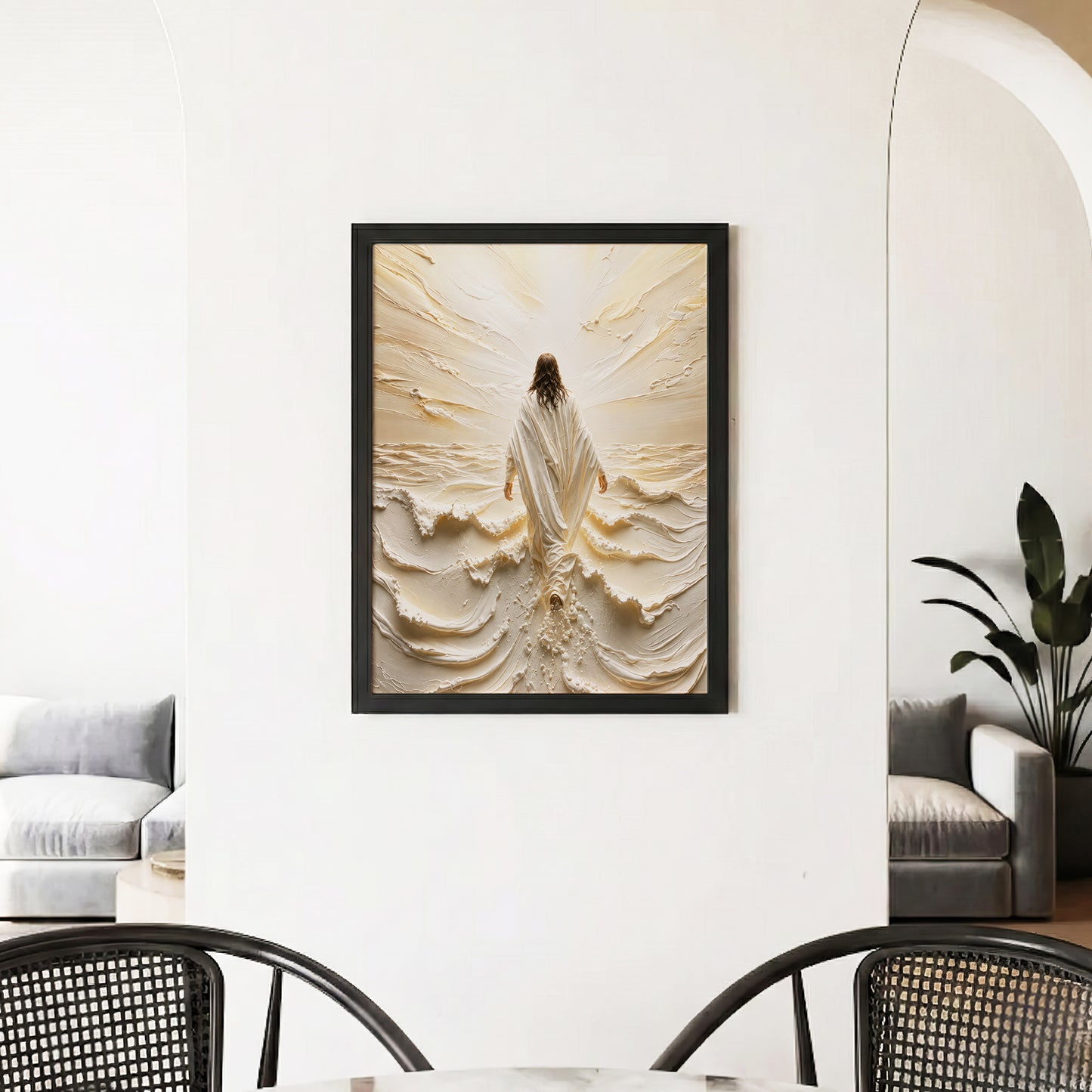 Jesus Walking on Water Through Divine Light Poster/Canvas