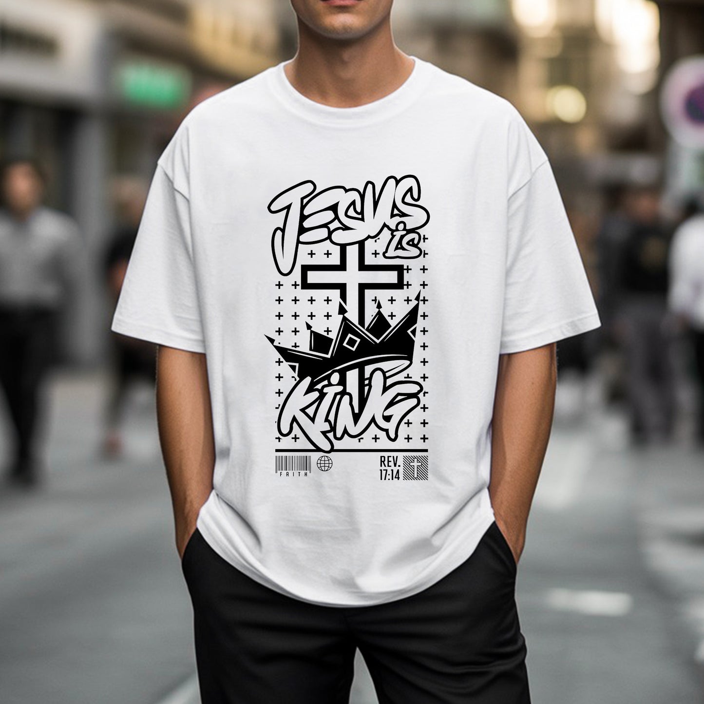 "Jesus is King" Crown Typography Christian T-Shirt | Faith Guided Life Apparel