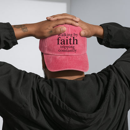 Walking by Faith Tripping Constantly Baseball Cap - Funny Christian Faith Hat