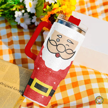 Santa Body Bling Diamond Tumbler 40oz - Sparkling Christmas Jolly Rhinestone Cup