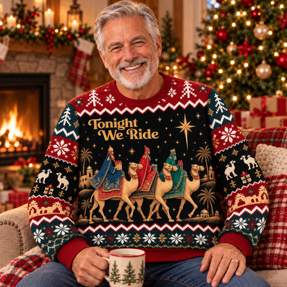 Tonight We Ride Three Wise Men Christmas – Christian Bethlehem Star Holiday Sweater