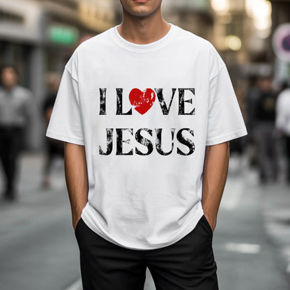 "I Love Jesus" Unisex Distressed Christian T-Shirt | John 3:16 Love Declaration Tee | Faith Guided Life Apparel