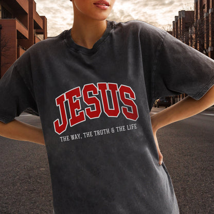 Jesus The Way The Truth & The Life Unisex Vintage Washed T-Shirt - Christian Faith Declaration