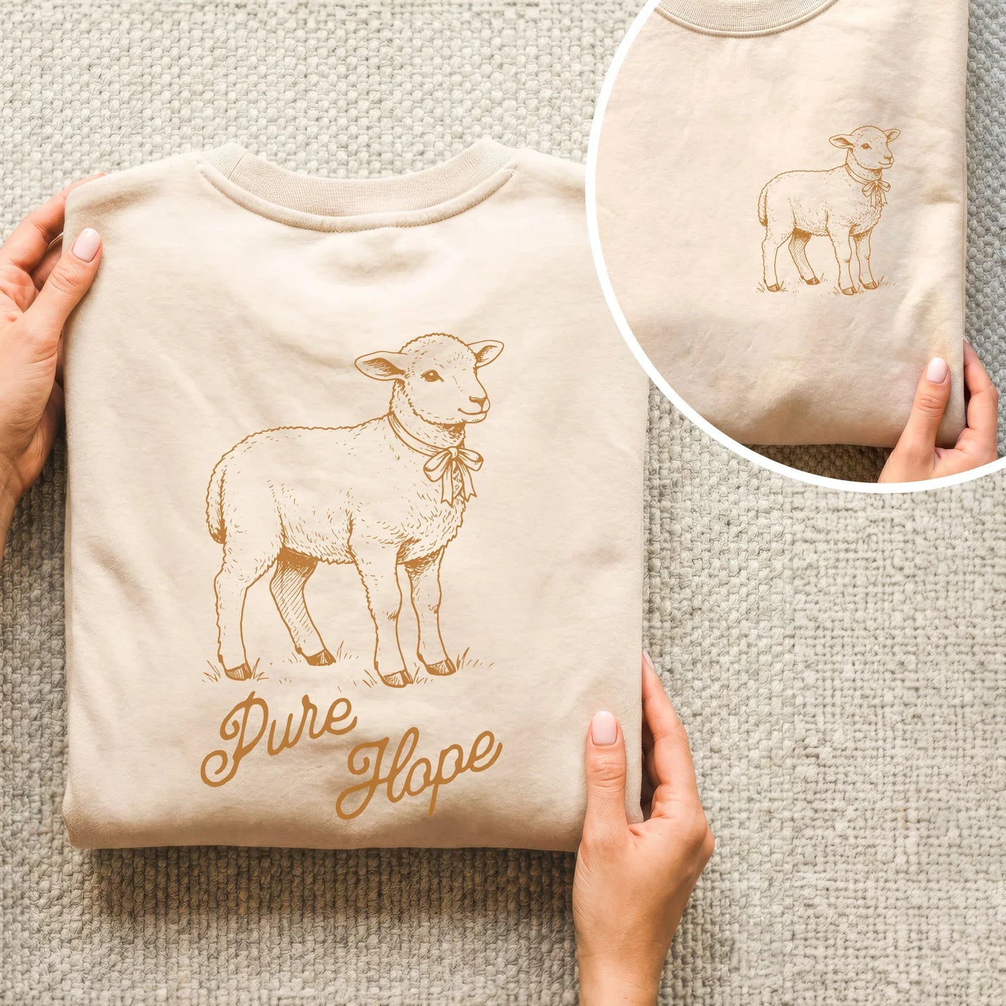 Pure Hope: The Gentle Lamb - Two Sides - Wild Animals - Unisex Tshirt / Hoodie / Sweatshirt - Faith Guided Life