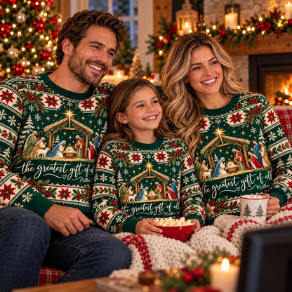 The Greatest Gift Nativity Christmas - Christian Holiday Faith Sweater
