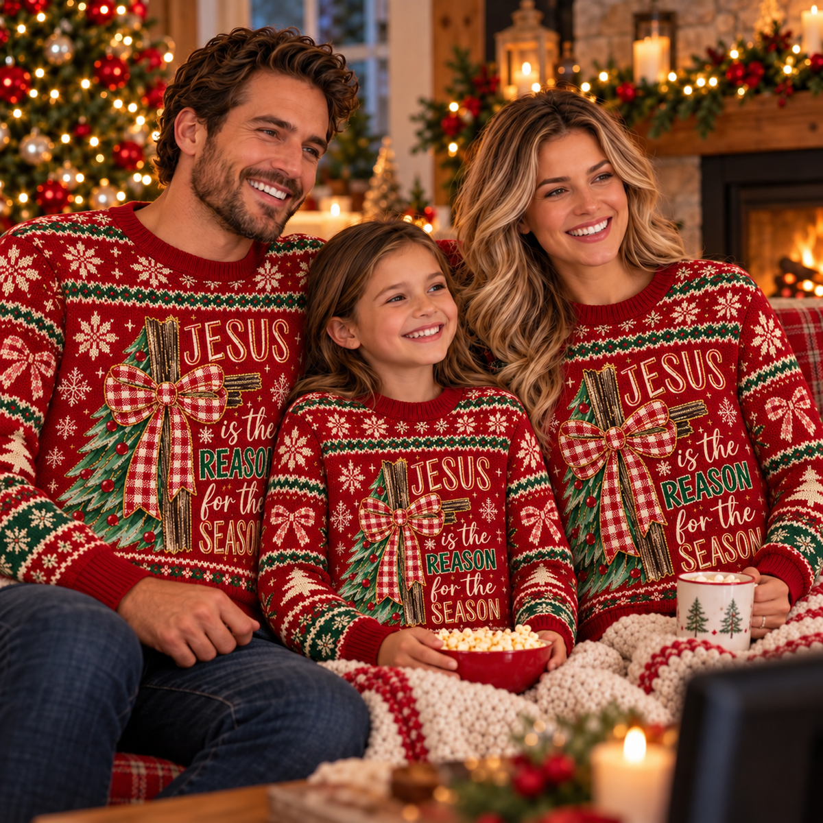Jesus Is The Reason Christmas – Christian Cross Holiday Faith Sweater