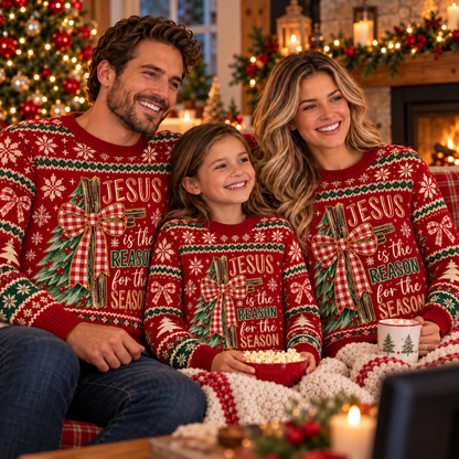 Jesus Is The Reason Christmas – Christian Cross Holiday Faith Sweater