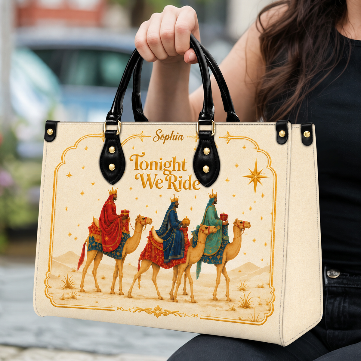 Personalized Tonight We Ride Christian Handbag – Twill Faux Leather & PU Leather