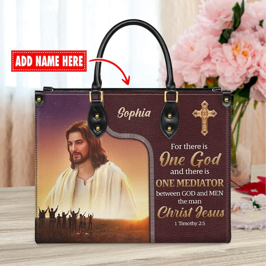 Personalized One God One Mediator Christian Handbag – Twill Faux Leather & PU Leather