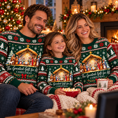 Greatest Gift For All - Christian Holiday Faith Sweater