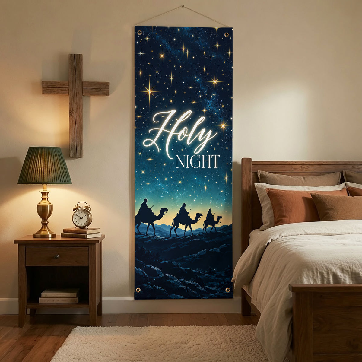 Starry Night Nativity Christmas Banner Set – Christian Holiday Hanging Decor