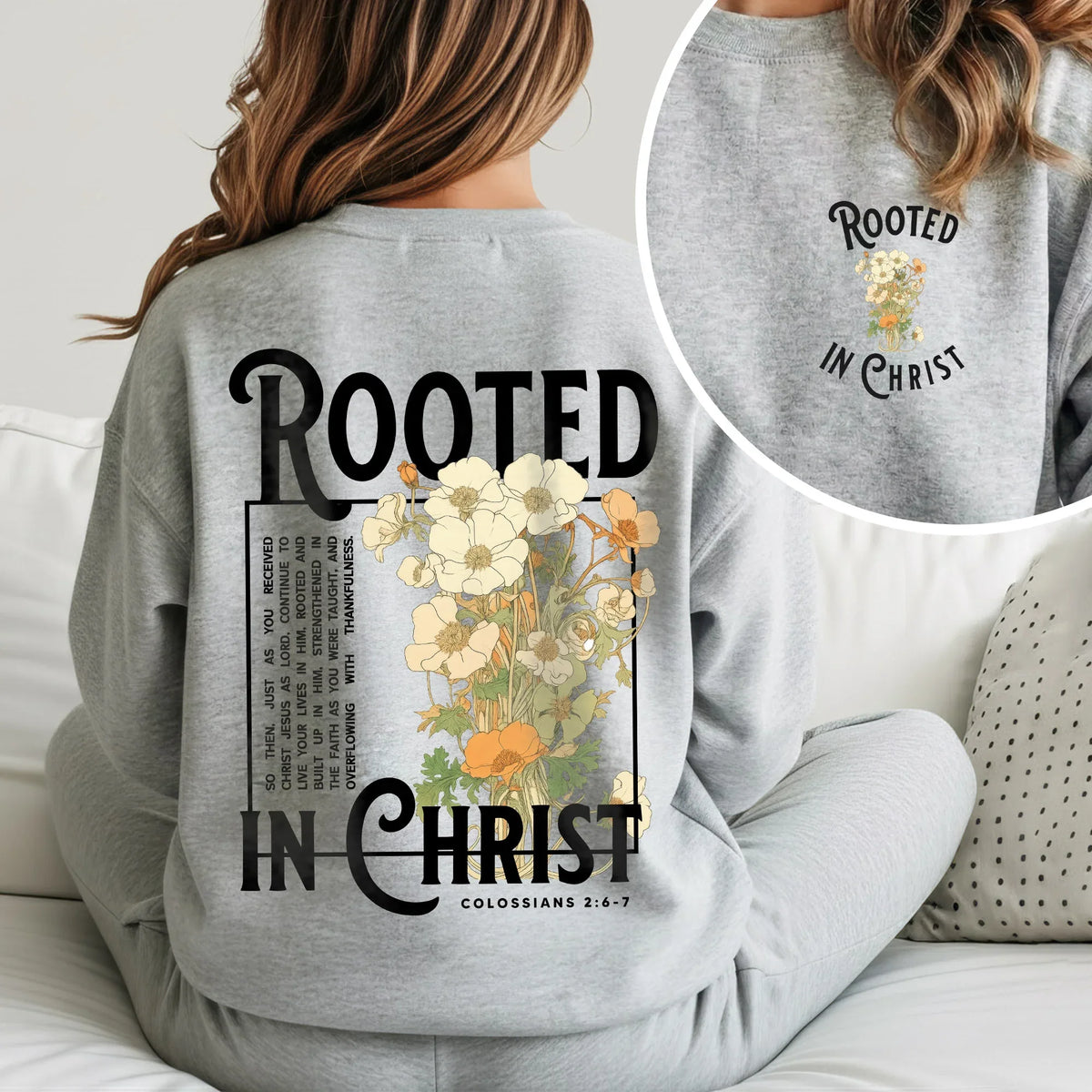 Rooted In Christ Floral Designs - Faith Floral - Unisex Tshirt / Hoodie / Sweatshirt - Faith Guided Life