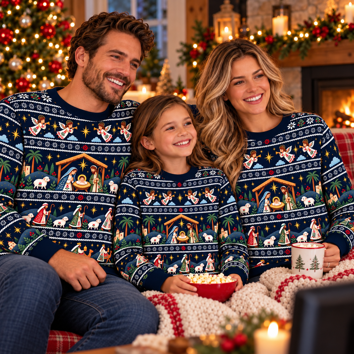Nativity Scene Ugly Christmas Sweater – Jesus Birth Christian Faith Holiday Sweater