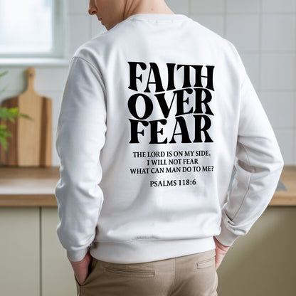 Faith Over Fear Christian T-Shirt Two Sides with Psalms 118:6 | Faith Guided Life Apparel