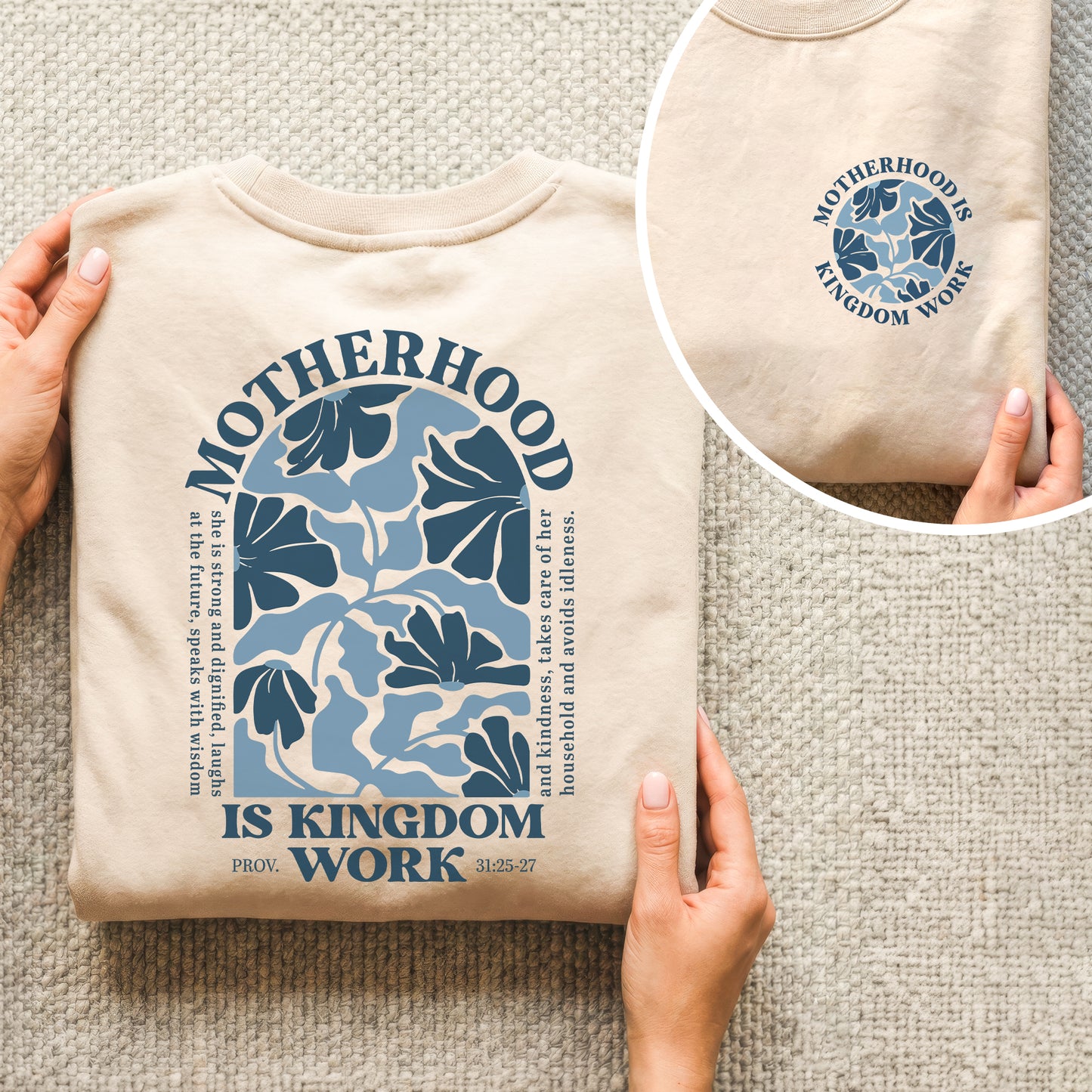 Motherhood Is Kingdom Work Floral Arch Shirt – Two Sides – She is Bless – Unisex Tshirt /Hoodie/Sweatshirt