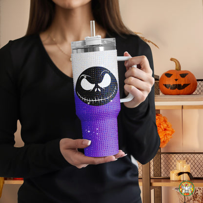 Ghost Halloween Bling Diamond Tumbler 40oz - Sparkling Spooky Rhinestone Cup