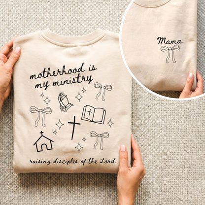 Minimal Mama Ministry with Christian Icons – Two Sides – She is Bless – Unisex Tshirt /Hoodie/Sweatshirt