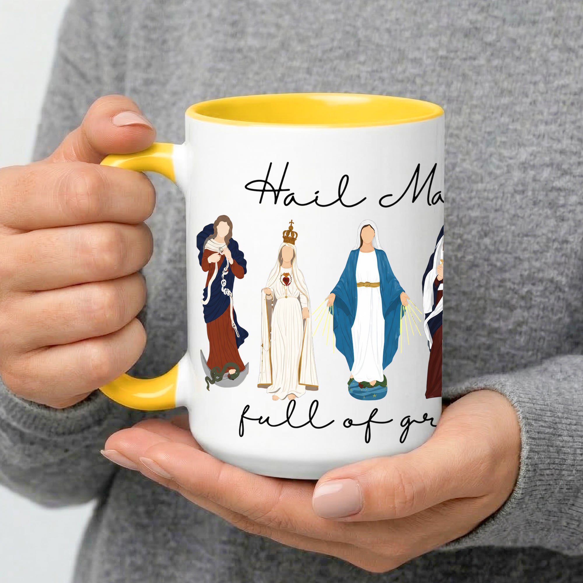 Hail Mary Full of Grace Ceramic Mug - Perfect Christian Gift, Prayer Mug, or Daily Inspiration