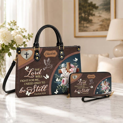 Personalized Be Still Christian Handbag – Twill Faux Leather & PU Leather