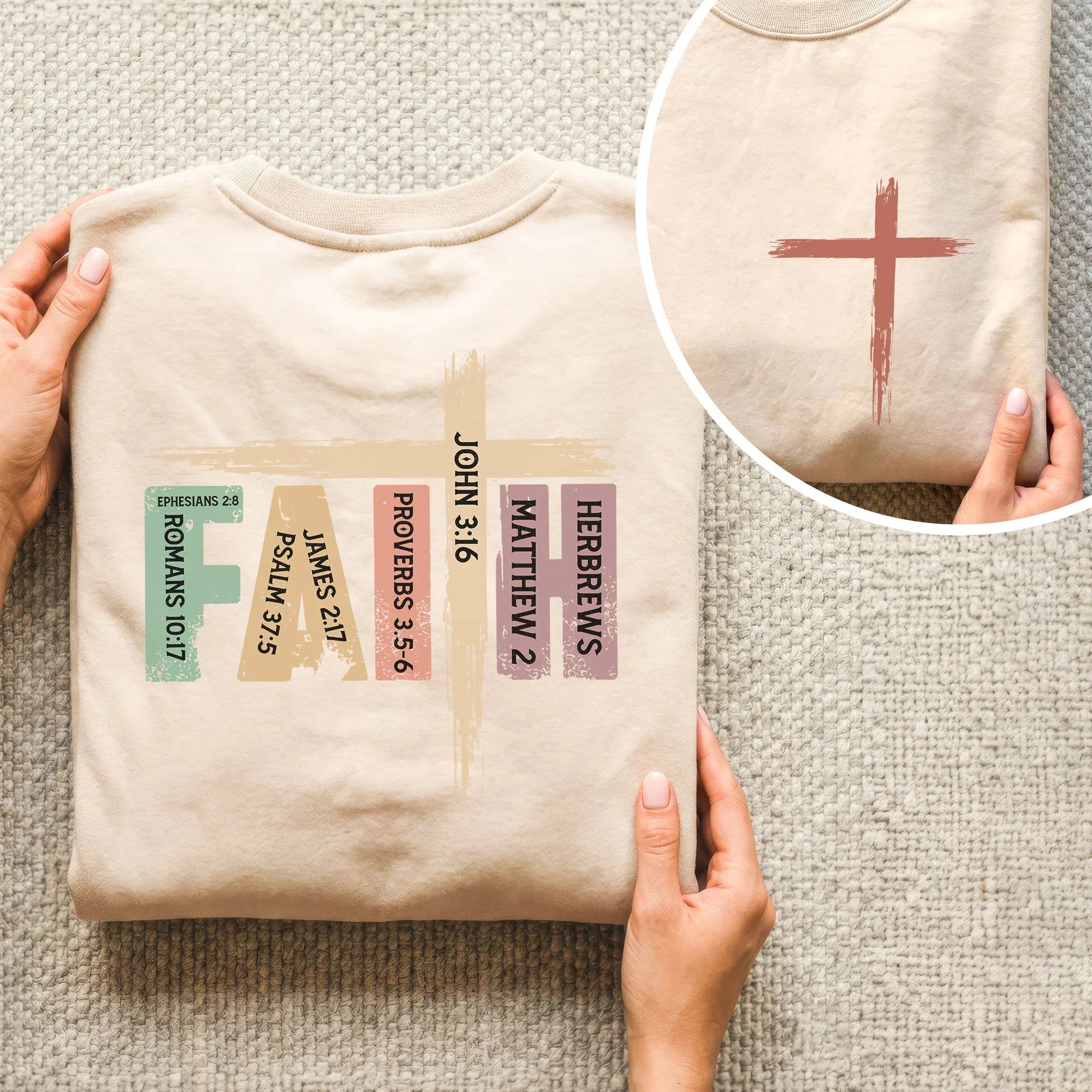 Faith Scripture Cross Typography – Two Sides – Minimalist Faith – Unisex Tshirt /Hoodie/Sweatshirt - Faith Guided Life