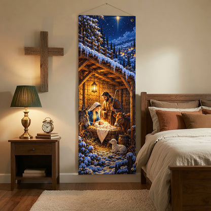 Winter Nativity Christmas Banner Set – Star of Bethlehem Christian Holiday Decor