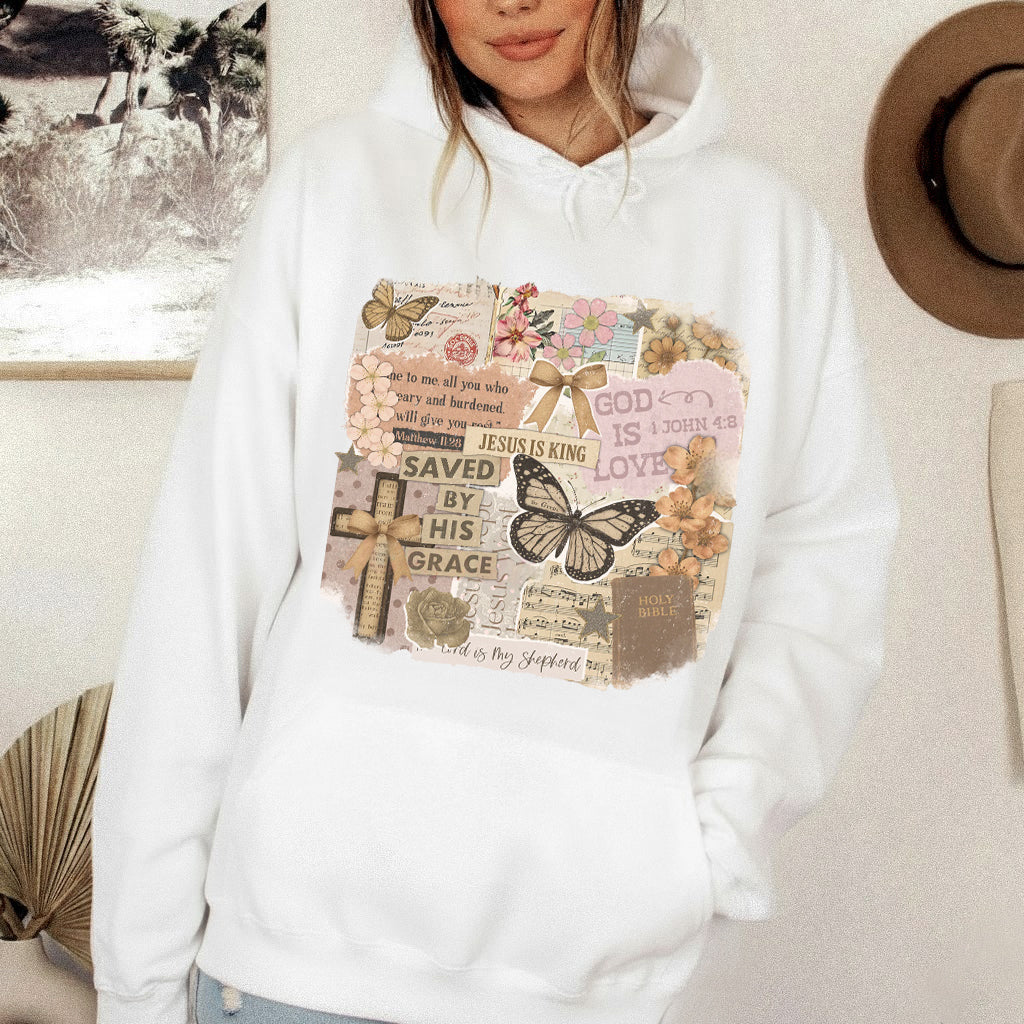 Christian Scrapbook Save by his Grace - Christian Doodle - Unisex Tshirt / Hoodie / Sweatshirt