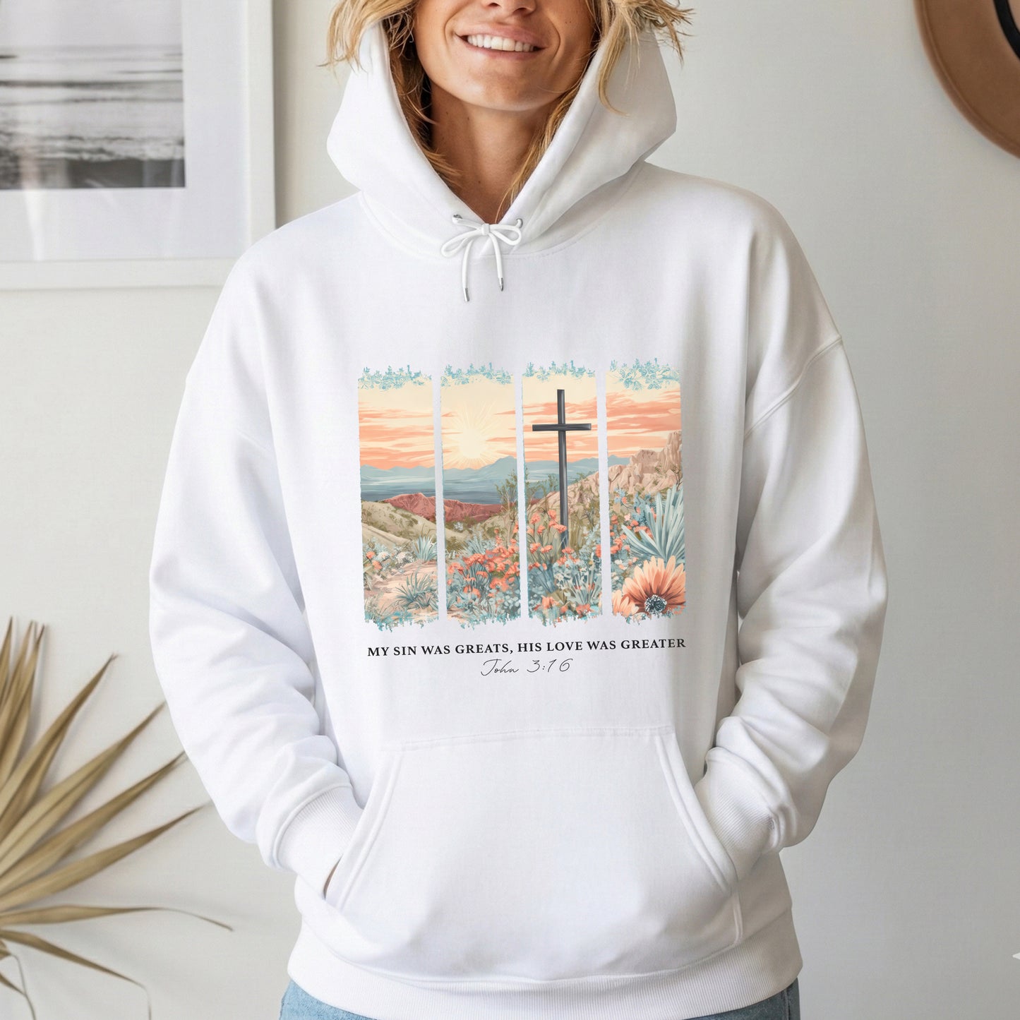 John 3:16 Christian Desert Landscape – He is Risen – Unisex Tshirt / Hoodie / Sweatshirt