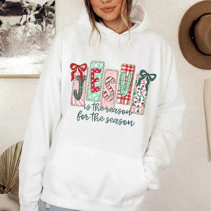 Jesus Is The Reason For The Season Pattern - Merry Christmas - Unisex Tshirt / Hoodie / Sweatshirt