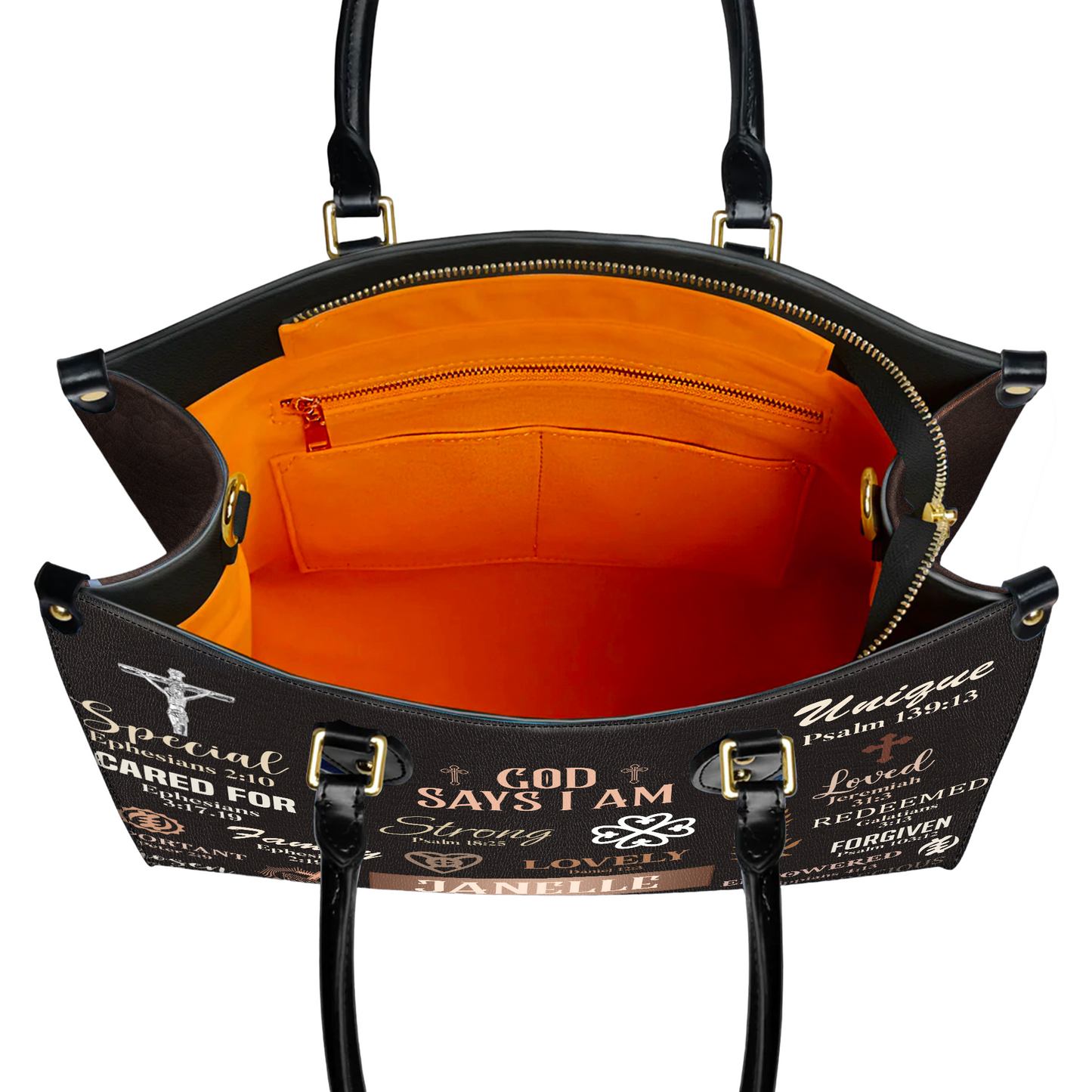 God Says I Am Special Loved Chosen Christian Identity Affirmation Personalized Leather Handbag