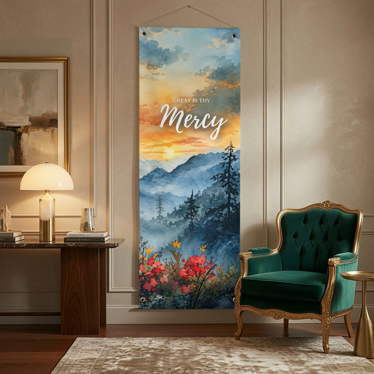 Christian Faith & Scripture Watercolor Banner Set – Inspirational Religious Decor