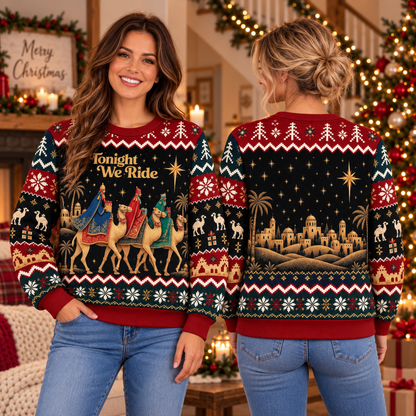 Tonight We Ride Three Wise Men Christmas – Christian Bethlehem Star Holiday Sweater