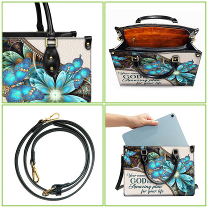 God Has An Amazing Plan For Your Life Personalized Faith Butterfly Leather Handbag Christian Women