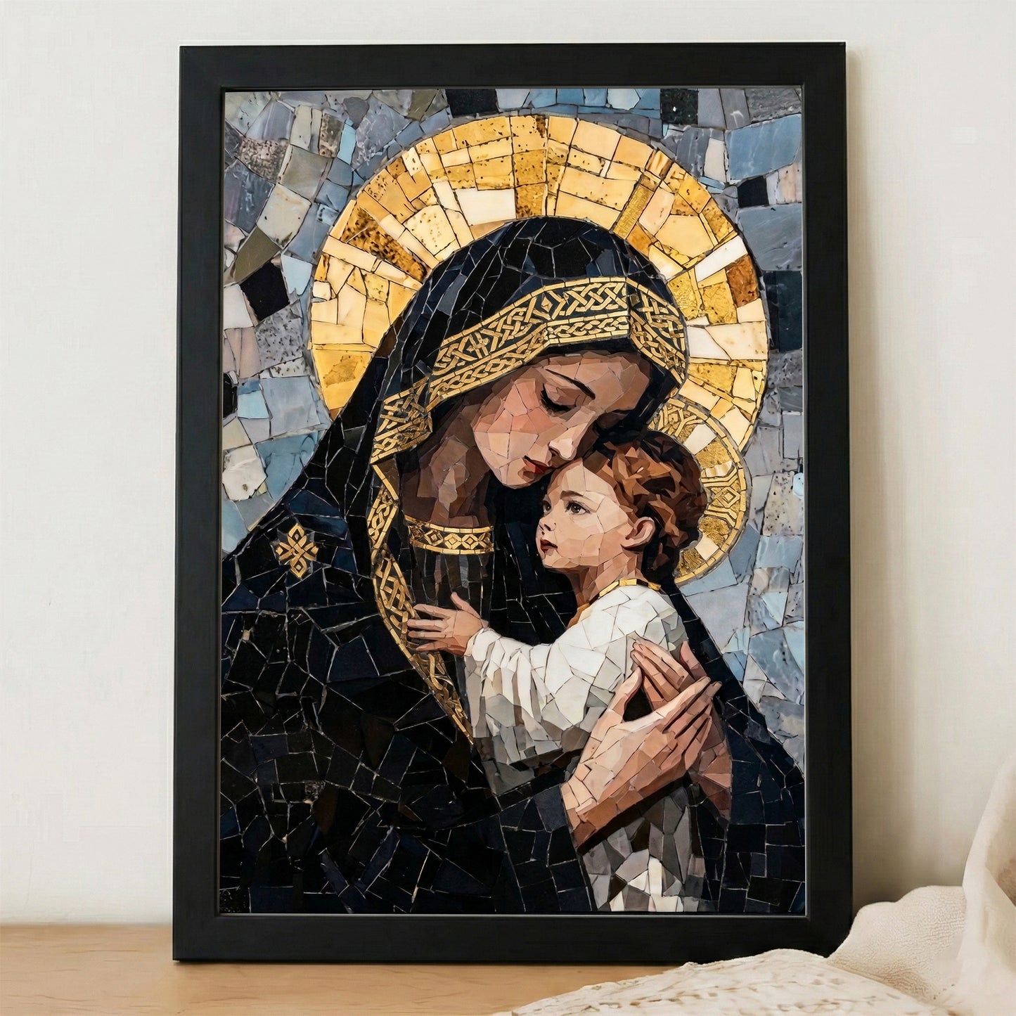 Madonna and Child Mosaic Christian Wall Art Poster/Canvas