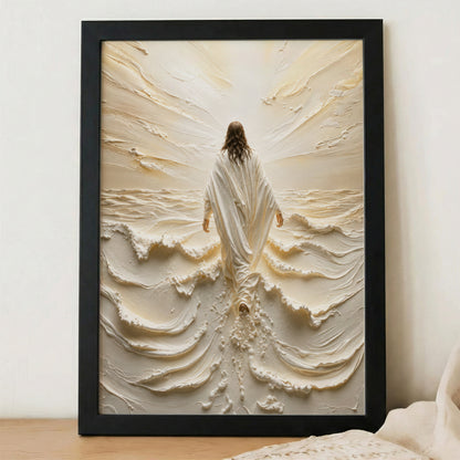 Jesus Walking on Water Through Divine Light Poster/Canvas