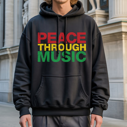 Peace Through Music T-Shirt - Rastafarian Colors Unity Declaration