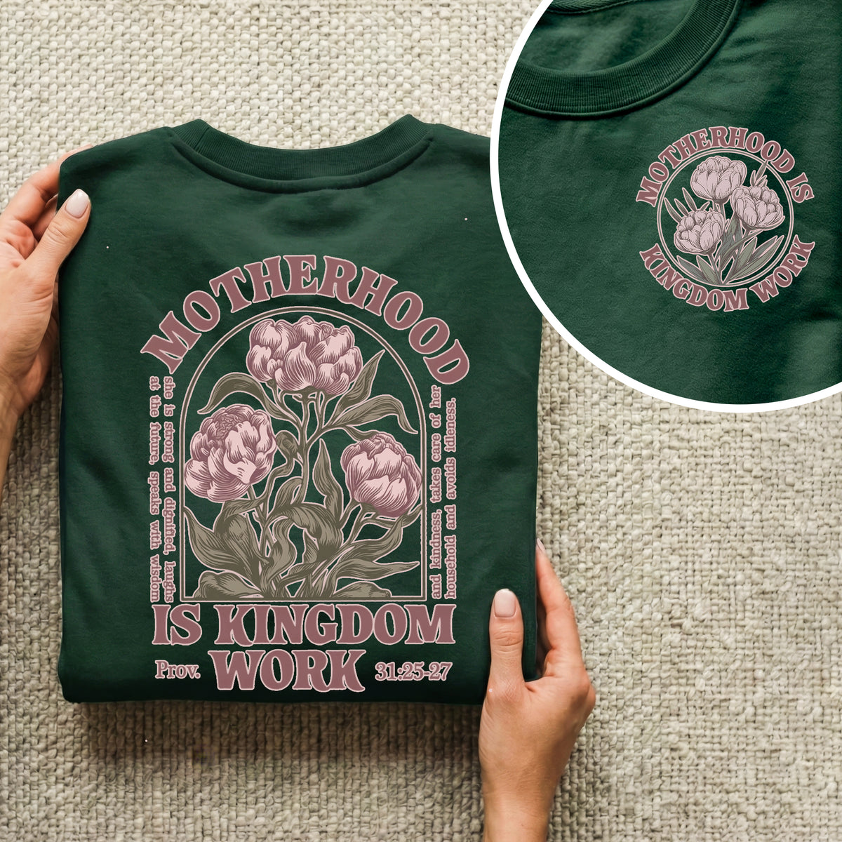 Motherhood Is Kingdom Work Christian – Proverbs 31 Floral Faith– Two Sides – She is Bless – Unisex Tshirt /Hoodie/Sweatshirt