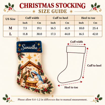 Personalized Nativity Christmas Stocking – Custom Name Christian Holiday Stocking, Festive Fireplace Decor & Family Christmas Gift