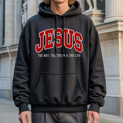"Jesus The Way The Truth The Life" Unisex Varsity Style Christian T-Shirt | John 14:6 Bold Declaration Tee | Faith Guided Life Apparel
